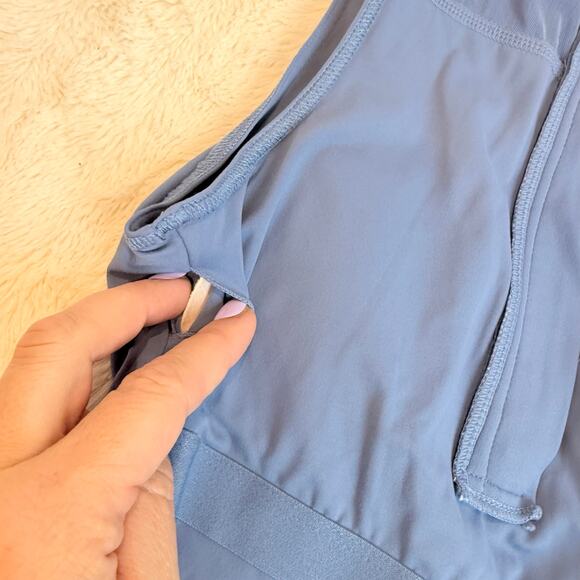 Balance Athletica Workout Top Stretch Spots Bra Yoga M Blue Cropped Zip Up - Picture 8 of 10